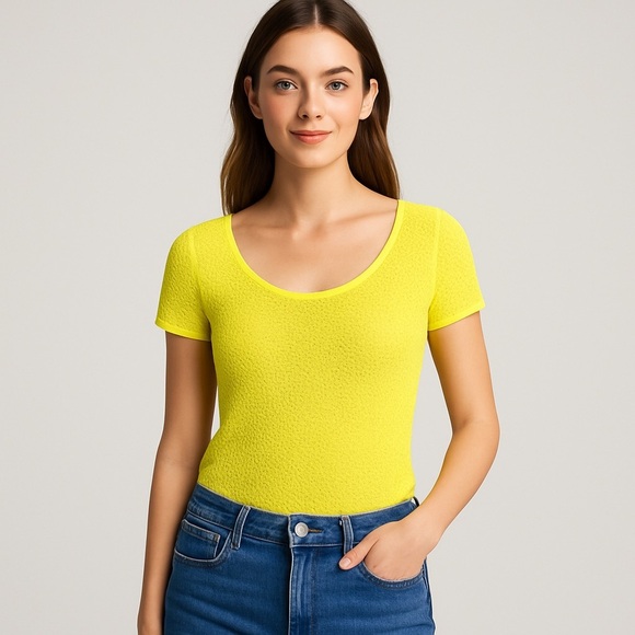 Ann Taylor Tops - Ann Taylor Neon Yellow Crochet Overlay Top Women’s S – Y2K Retro 80s 90s Fishnet